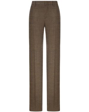 Etro Pantaloni sartoriali a quadri con dettaglio in piume - Marrone