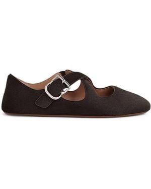 Alaïa Ballerine incrociate in cavallino - Marrone