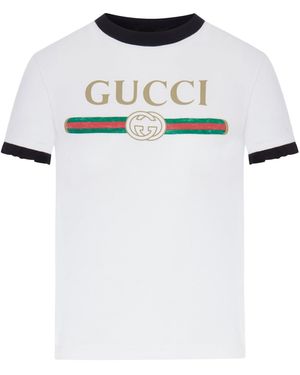 Gucci T-shirt in jersey di cotone stampato - Bianco