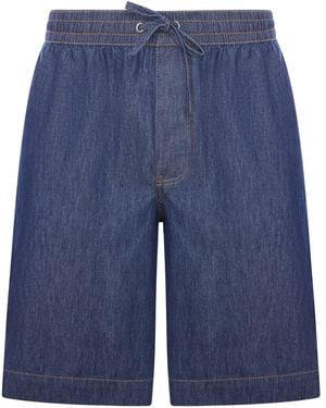 Loewe Lightweight Cotton Chambray Shorts - Blue