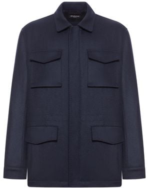 Kiton Multi-Pocket Cashmere Field Jacket - Blue