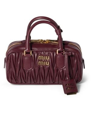 Miu Miu Arcadie Matelassé Leather Tote Bag - Purple