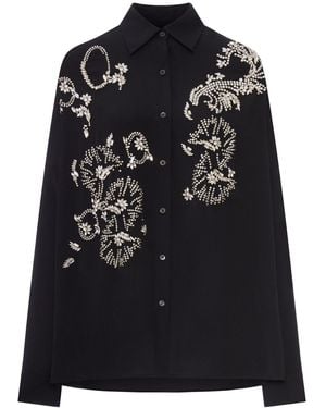 Dries Van Noten Oversized Shirt With Jewel Embroidery - Black