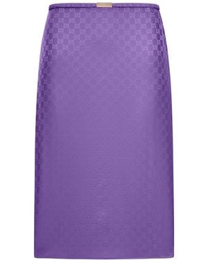 Gucci Gg Silk Skirt - Purple