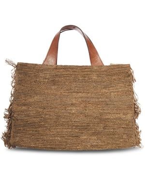 IBELIV Onja Raffia Bag With Fringes - Brown