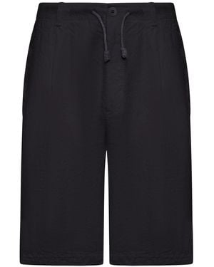 Transit Linen Bermuda Shorts With Drawstring - Blue