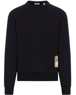 Burberry Cotton Sweatshirt With Check Application - Black