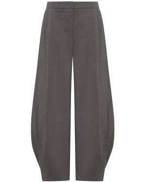Giorgio Armani Silk Round Hem Trousers - Grey