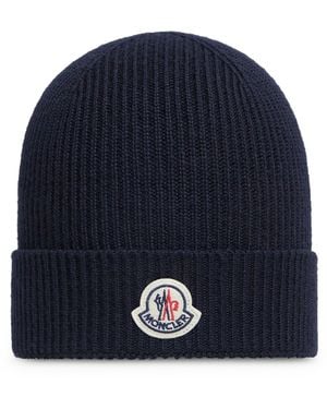 Moncler Berretto in lana con logo - Blu