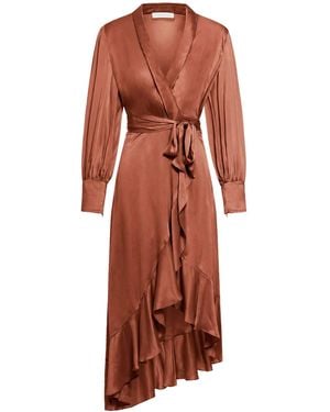 Zimmermann Silk Wrap Dress - Brown