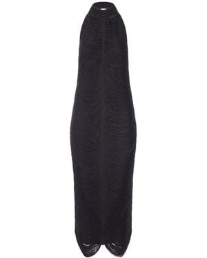 Bless Beryl Long Dress With Fringes And Halter Neckline - Black