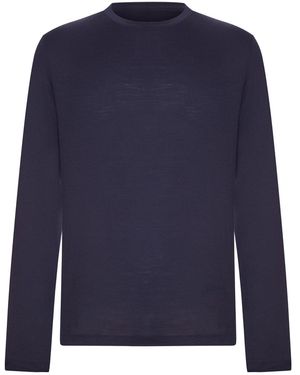 Herno Crew Neck Long Sleeved Sweater With Tone-On-Tone Logo - Blue