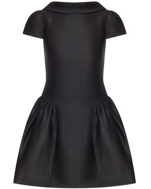 Self-Portrait Taffeta Mini Dress With Collar - Black