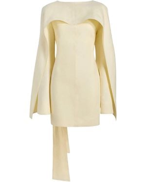 KHAITE Onis Short Linen Dress With Ruffles - White