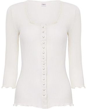 Chloé Top aderente in jersey di cotone e seta - Bianco