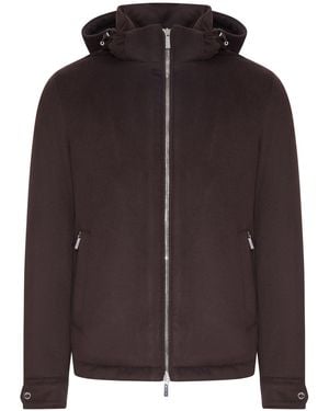Moorer Giacca albini con cappuccio in cashmere - Marrone