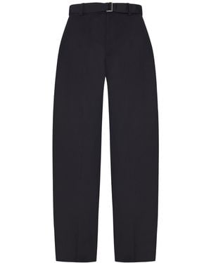 Sacai Wide-leg Wool-blend Pants With A Belt - Blue