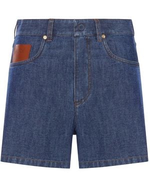 Fendi Chambray Denim Shorts - Blue
