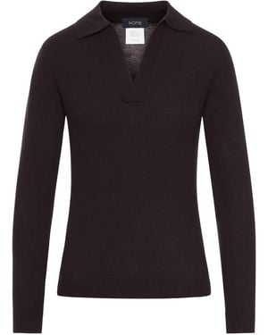 Nome G Long-Sleeved Wool Polo Shirt - Black