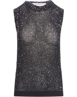 Golden Goose Deluxe Brand Net Mesh Top With Sequins And Contrasting Details - Grey