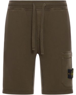Stone Island Bermuda sportivi con applicazione compass - Verde