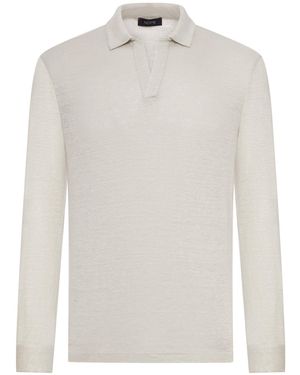 Nome G Long-Sleeved Linen Polo Shirt - White