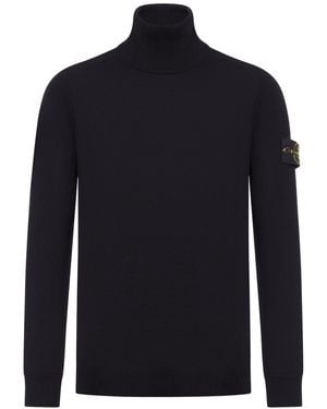 Stone Island Compass Logo Turtleneck Jumper - Blue