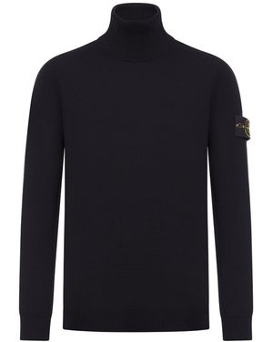 Stone Island Compass Logo Turtleneck Jumper - Blue