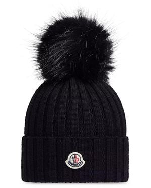 Moncler Wool Hat With Pom Pom - Blue