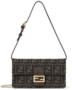 Fendi Ff Zucca Jacquard And Leather Wallet - Black