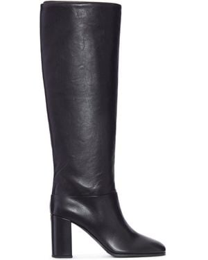 Prada Leather Heel Boots - Black