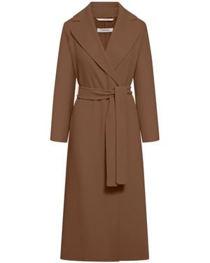 Max Mara Wool Drap Robe Coat - Brown