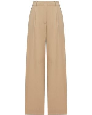 Loewe Tailored Barrel Wool Trousers - Natural