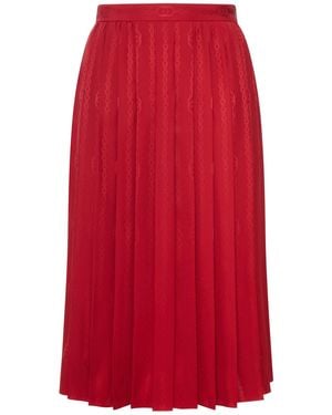 Gucci Gonna midi in seta jacquard con catena con incrocio gg - Rosso