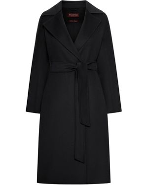 Max Mara Cappotto in cachemire con cintura - Nero