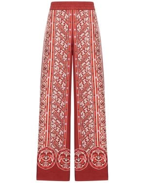 La DoubleJ Silk Palazzo Trousers - Red