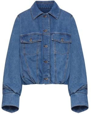 Loewe Cropped Denim Jacket With Wide Sleeves - Blue