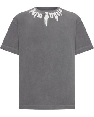 Palm Angels Cotton T-Shirt With Print - Grey