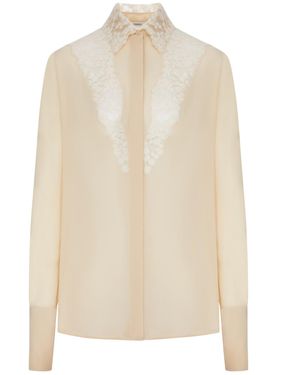 Fendi Camicia in georgette con inserti in pizzo - Bianco