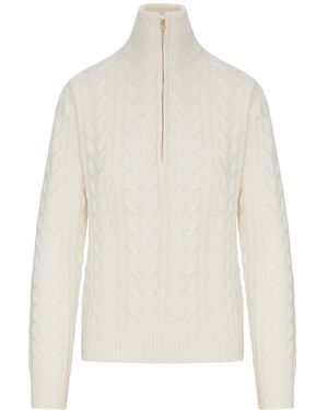 Max Mara Wool Sweater With Cable Knit - White