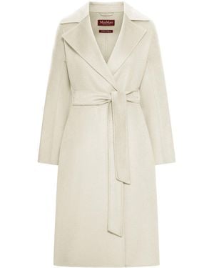 Max Mara Cappotto in cachemire con cintura - Bianco