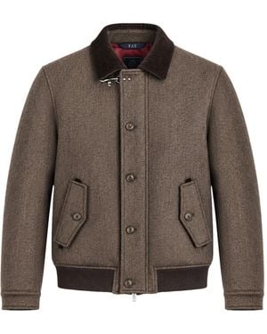 Fay Double-Faced Wool Driving Bomber Jacket - Brown