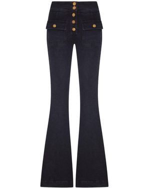 The Seafarer Jeans flare in denim scuro con bottoni dorati - Blu