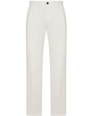 Incotex Tailored Tailored Trousers In Cotton And Linen Blend - White