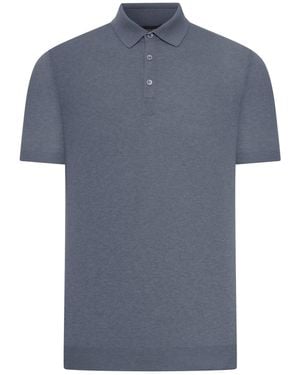 Nome G Short-Sleeved Cotton Tennis Polo - Blue