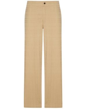 Burberry Textured Check Cotton Trousers - Natural