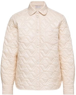 Moncler Diamond Quilted Padded Shirt Jacket - Natural