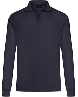 Nome G Cotton Knitted Tennis Polo - Blue