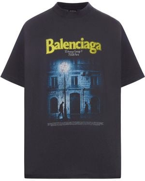 Balenciaga Oversized T-shirt In Dry Jersey - Blue