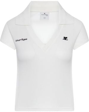 Courreges Sport Cropped Polo - White